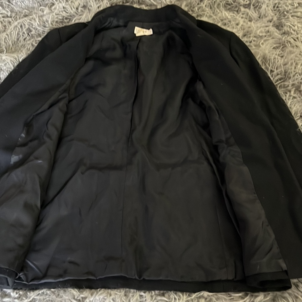 Black Wool One Button Blazer 10 Fully Lined Slim … - image 4